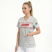 Custom Lebanon Football Scrub Top White Version