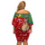 Morocco Independence Day Family Matching Off Shoulder Short Dress and Hawaiian Shirt Barbary Lion With Moussier Redstart - Wonder Print Shop