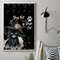 Framed cat wall art featuring a witch-hat cat, rose accents, and cursive lettering