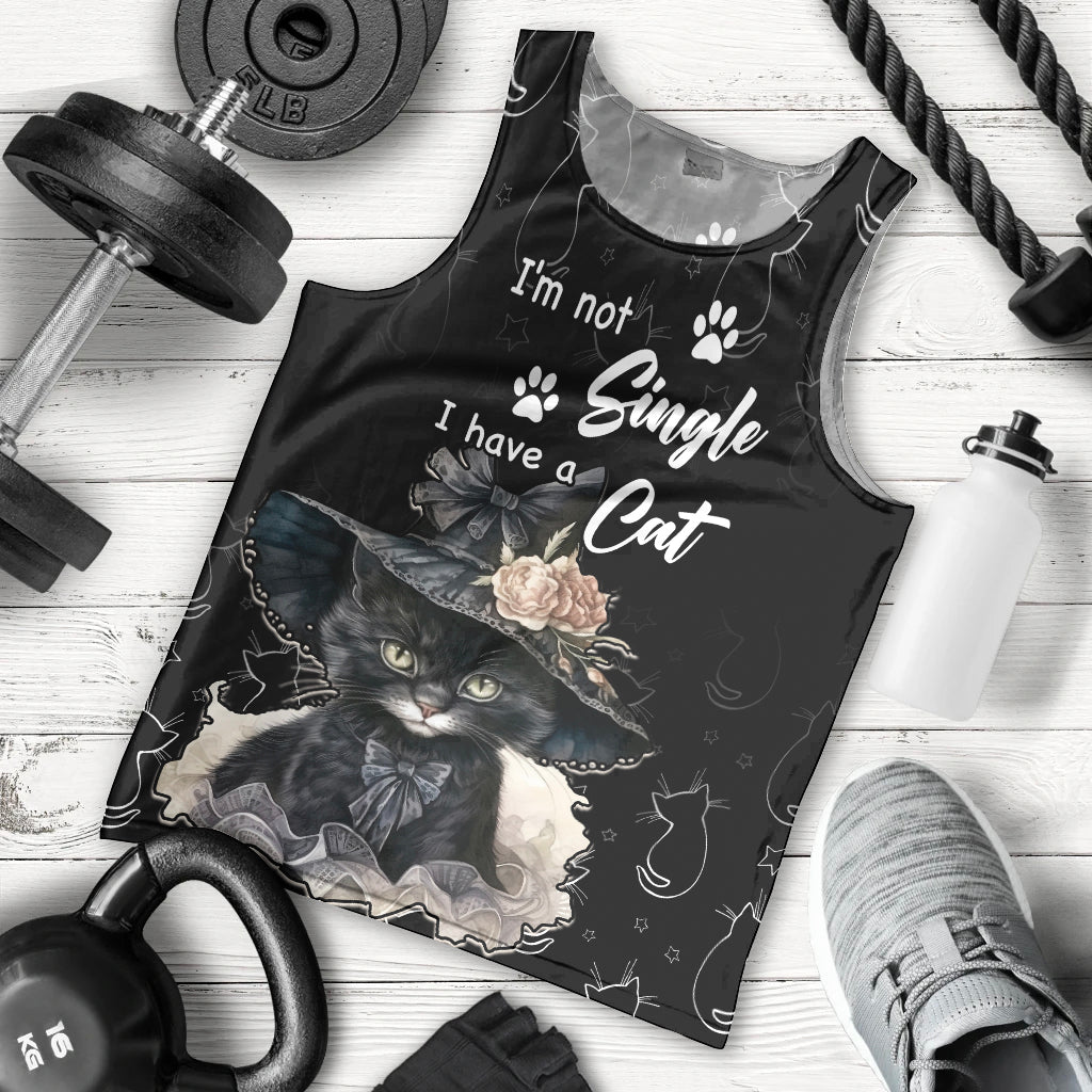 Single Day Men Tank Top I Am Not Single I Have A Cat - Wonder Print Shop