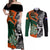 New Zealand and Ireland Rugby Couples Matching Off Shoulder Maxi Dress and Long Sleeve Button Shirts Silver Fern With Shamrock 2023 World Cup - Wonder Print Shop