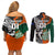 New Zealand and Ireland Rugby Couples Matching Off Shoulder Short Dress and Long Sleeve Button Shirts Silver Fern With Shamrock 2023 World Cup - Wonder Print Shop