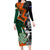 New Zealand and Ireland Rugby Long Sleeve Bodycon Dress Silver Fern With Shamrock 2023 World Cup - Wonder Print Shop