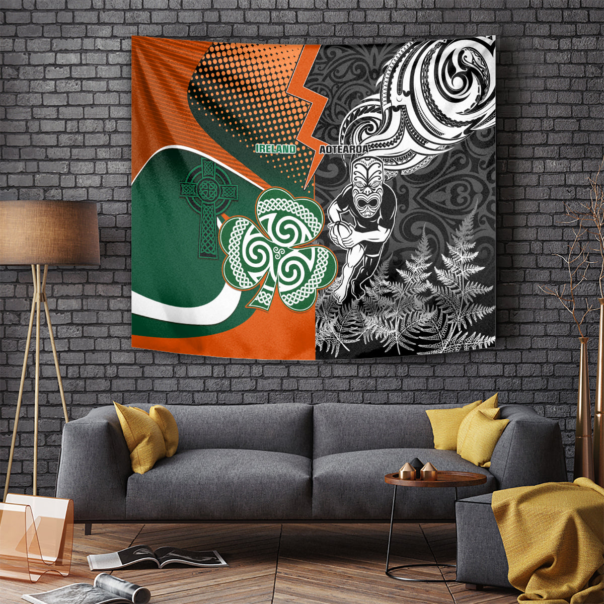 new-zealand-and-ireland-rugby-tapestry-silver-fern-with-shamrock-2023-world-cup