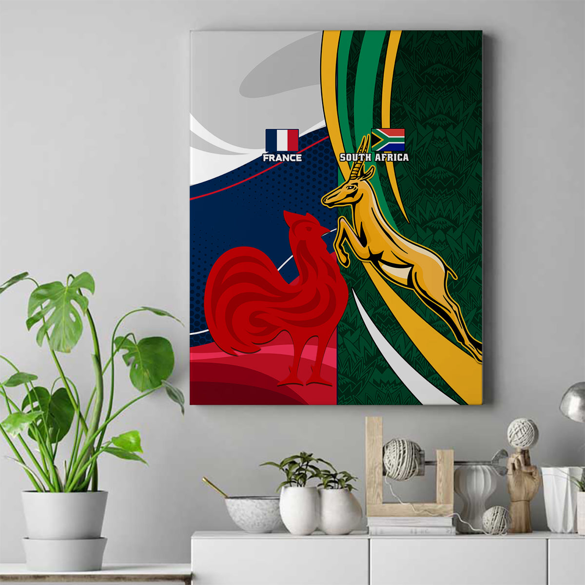 South Africa and France Rugby Canvas Wall Art Springbok With Le XV de France 2023 World Cup - Wonder Print Shop