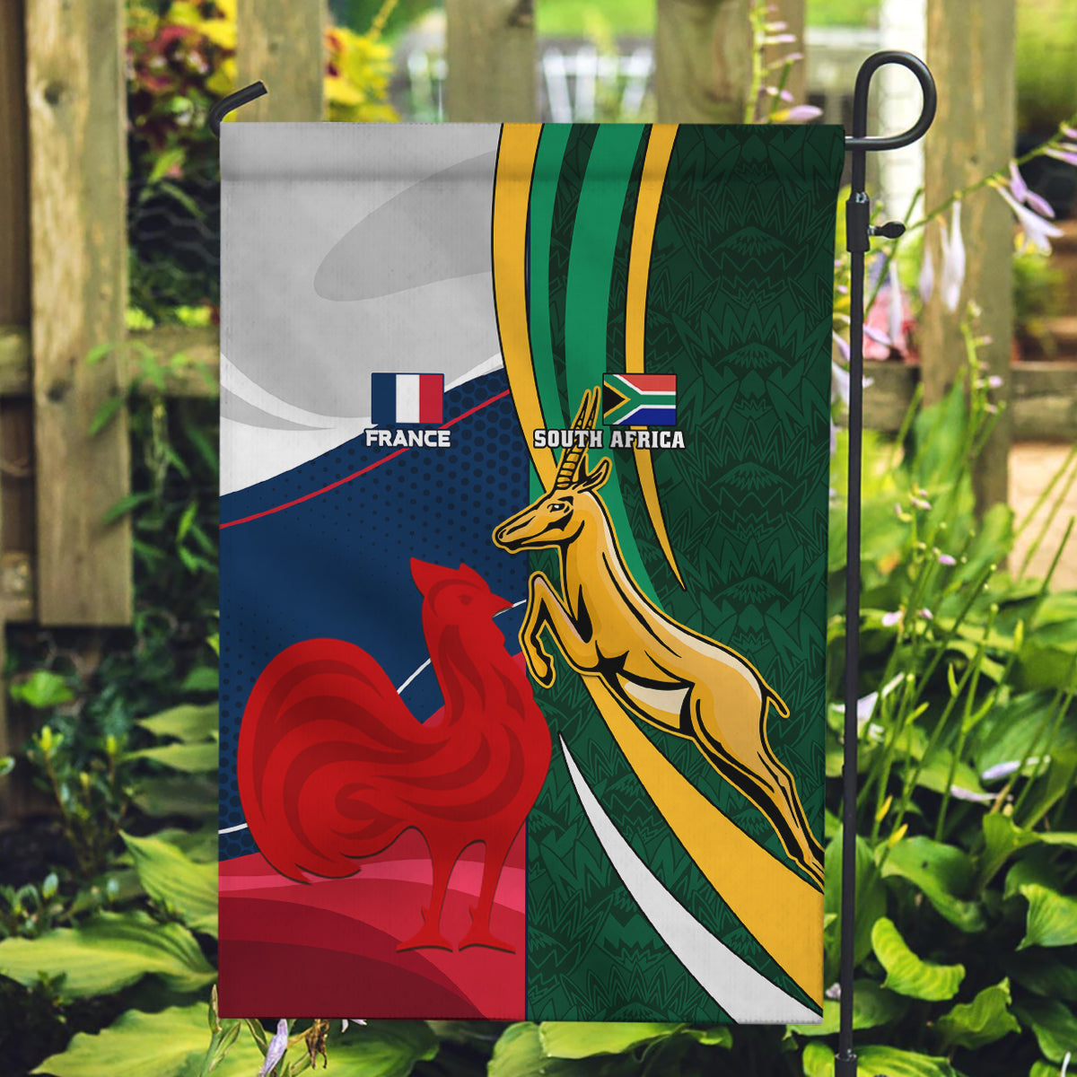 South Africa and France Rugby Garden Flag Springbok With Le XV de France 2023 World Cup - Wonder Print Shop