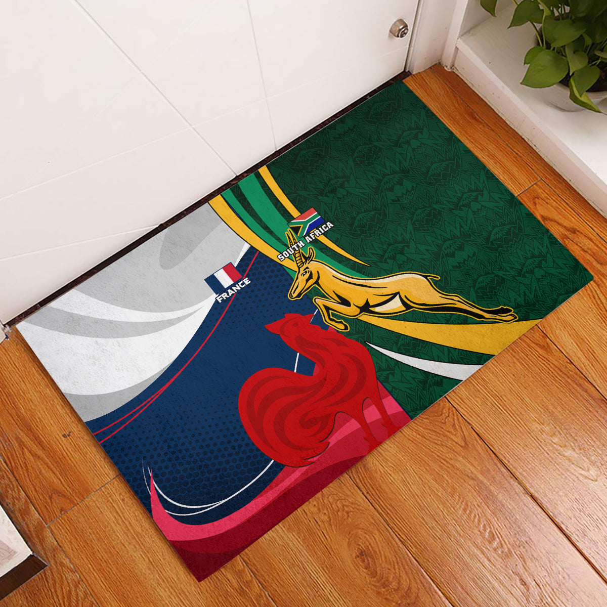 South Africa and France Rugby Rubber Doormat Springbok With Le XV de France 2023 World Cup - Wonder Print Shop