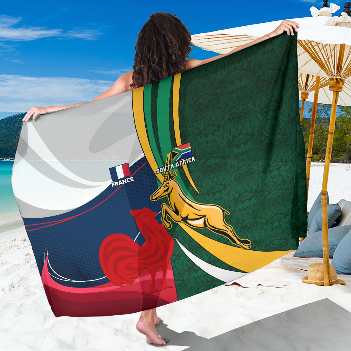 South Africa and France Rugby Sarong Springbok With Le XV de France 2023 World Cup - Wonder Print Shop