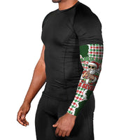 Funny Santa Claus Says Six Seven Arm Sleeves Christmas Houndstooth Pattern - Wonder Print Shop