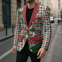 Funny Santa Claus Says Six Seven Blazer Christmas Houndstooth Pattern - Wonder Print Shop