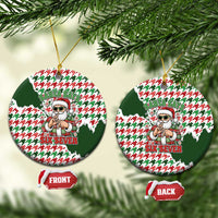 Funny Santa Claus Says Six Seven Ceramic Ornament Christmas Houndstooth Pattern - Wonder Print Shop