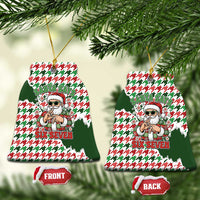 Funny Santa Claus Says Six Seven Ceramic Ornament Christmas Houndstooth Pattern - Wonder Print Shop