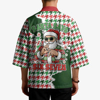 Funny Santa Claus Says Six Seven Kimono Christmas Houndstooth Pattern - Wonder Print Shop