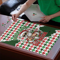 Funny Santa Claus Says Six Seven Puzzle Christmas Houndstooth Pattern - Wonder Print Shop