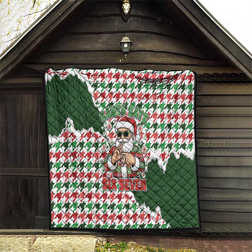 Funny Santa Claus Says Six Seven Quilt Christmas Houndstooth Pattern - Wonder Print Shop
