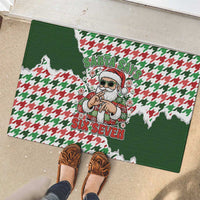 Funny Santa Claus Says Six Seven Rubber Doormat Christmas Houndstooth Pattern - Wonder Print Shop