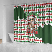 Funny Santa Claus Says Six Seven Shower Curtain Christmas Houndstooth Pattern - Wonder Print Shop