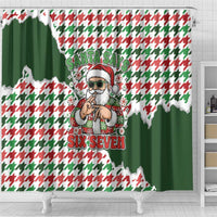Funny Santa Claus Says Six Seven Shower Curtain Christmas Houndstooth Pattern - Wonder Print Shop