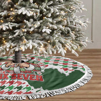 Funny Santa Claus Says Six Seven Tree Skirt Christmas Houndstooth Pattern - Wonder Print Shop