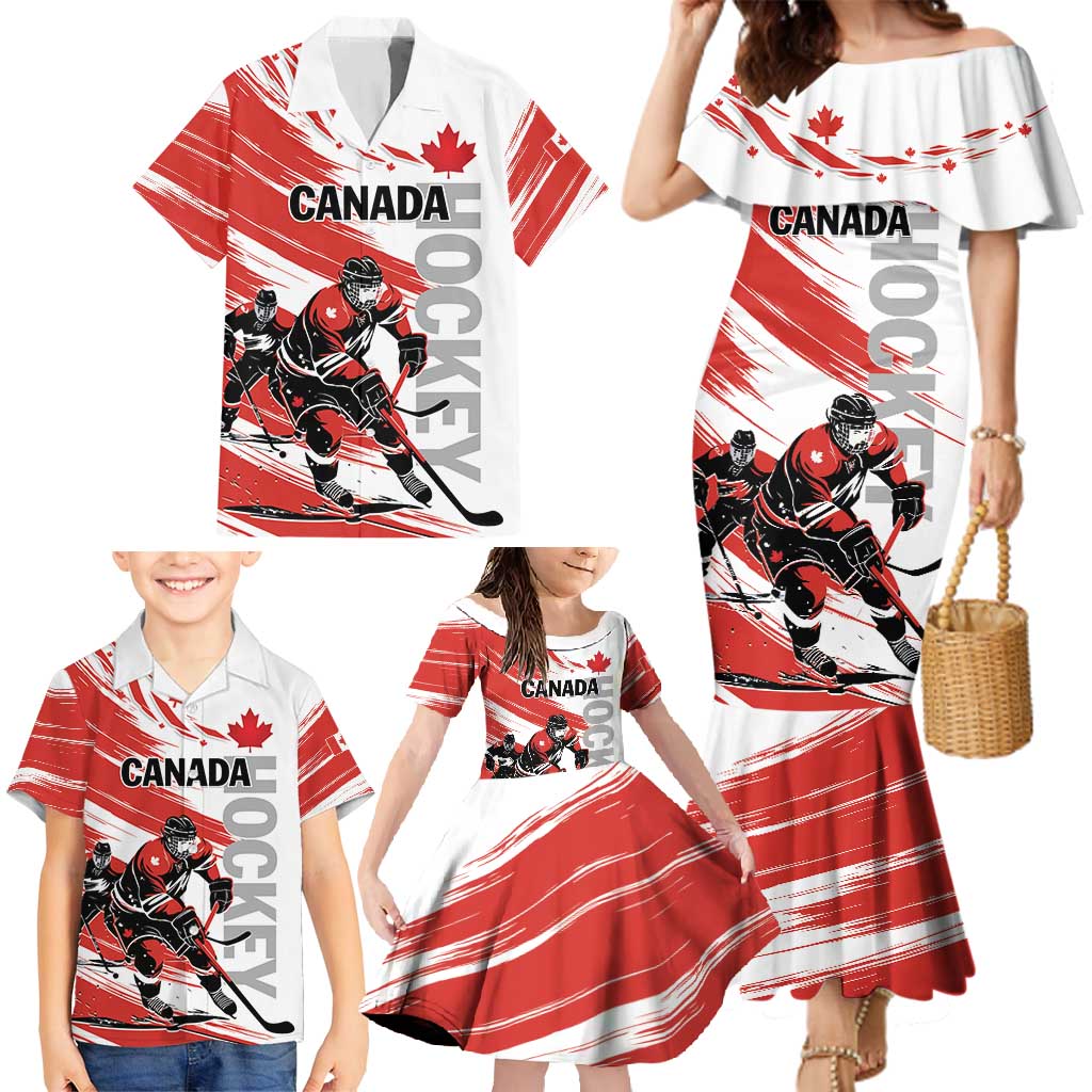 Custom Canada Hockey Family Matching Mermaid Dress and Hawaiian Shirt Canada Owns Hockey - Wonder Print Shop