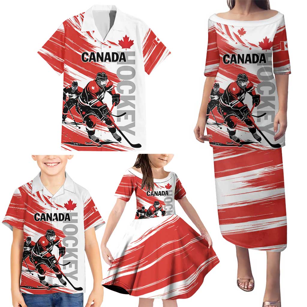 Custom Canada Hockey Family Matching Puletasi and Hawaiian Shirt Canada Owns Hockey - Wonder Print Shop