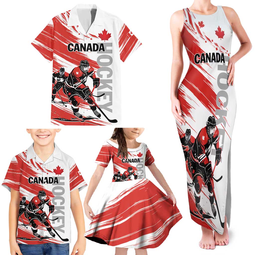 Custom Canada Hockey Family Matching Tank Maxi Dress and Hawaiian Shirt Canada Owns Hockey - Wonder Print Shop