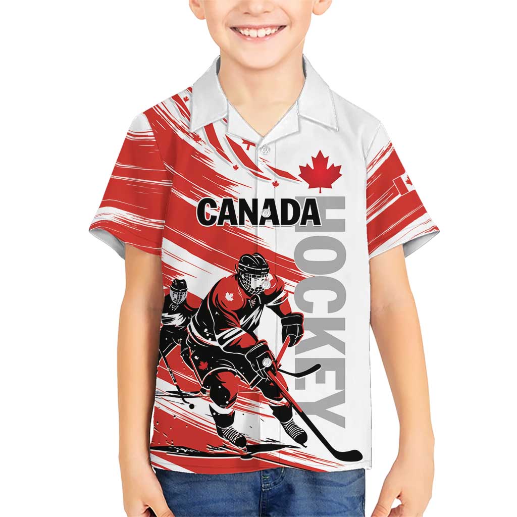 Custom Canada Hockey Kid Hawaiian Shirt Canada Owns Hockey - Wonder Print Shop