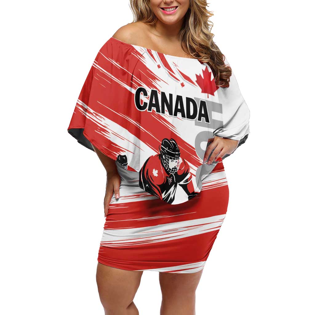 Custom Canada Hockey Off Shoulder Short Dress Canada Owns Hockey - Wonder Print Shop