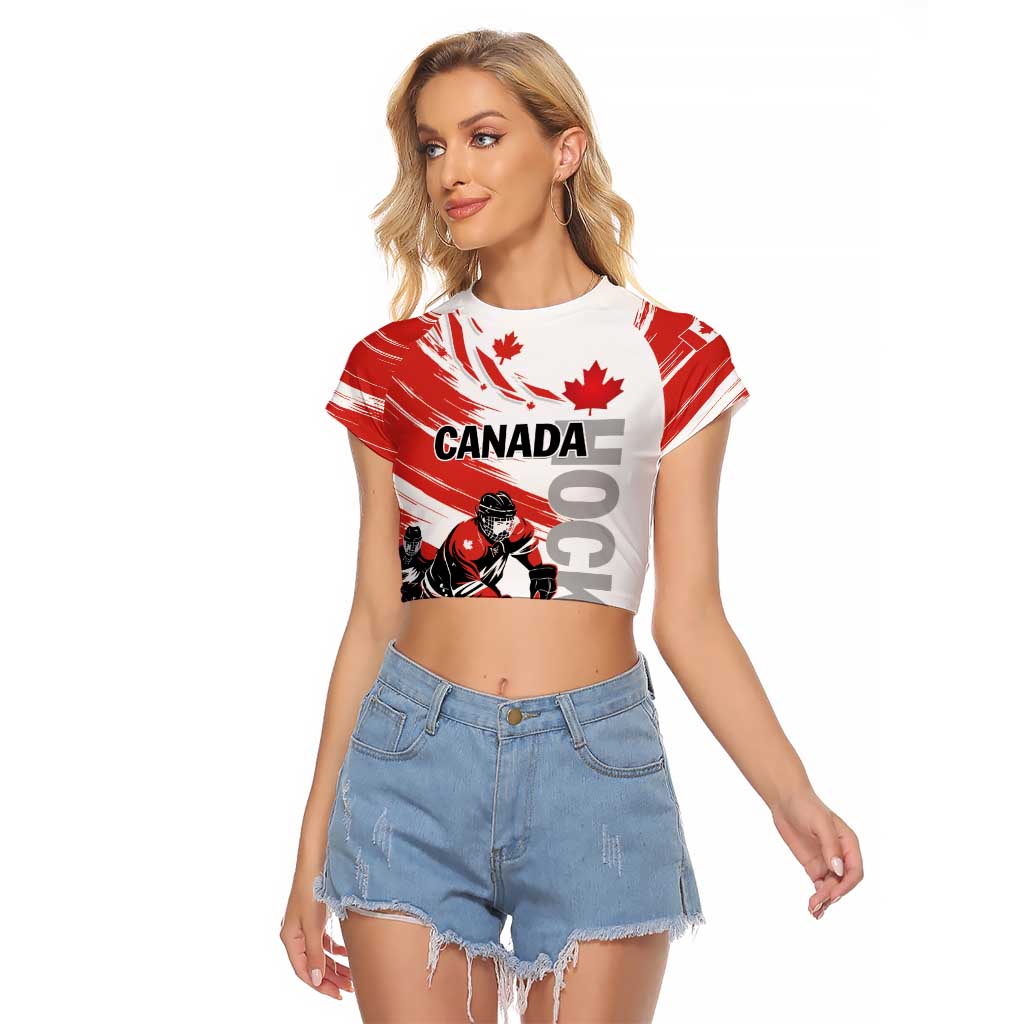 Custom Canada Hockey Raglan Cropped T Shirt Canada Owns Hockey