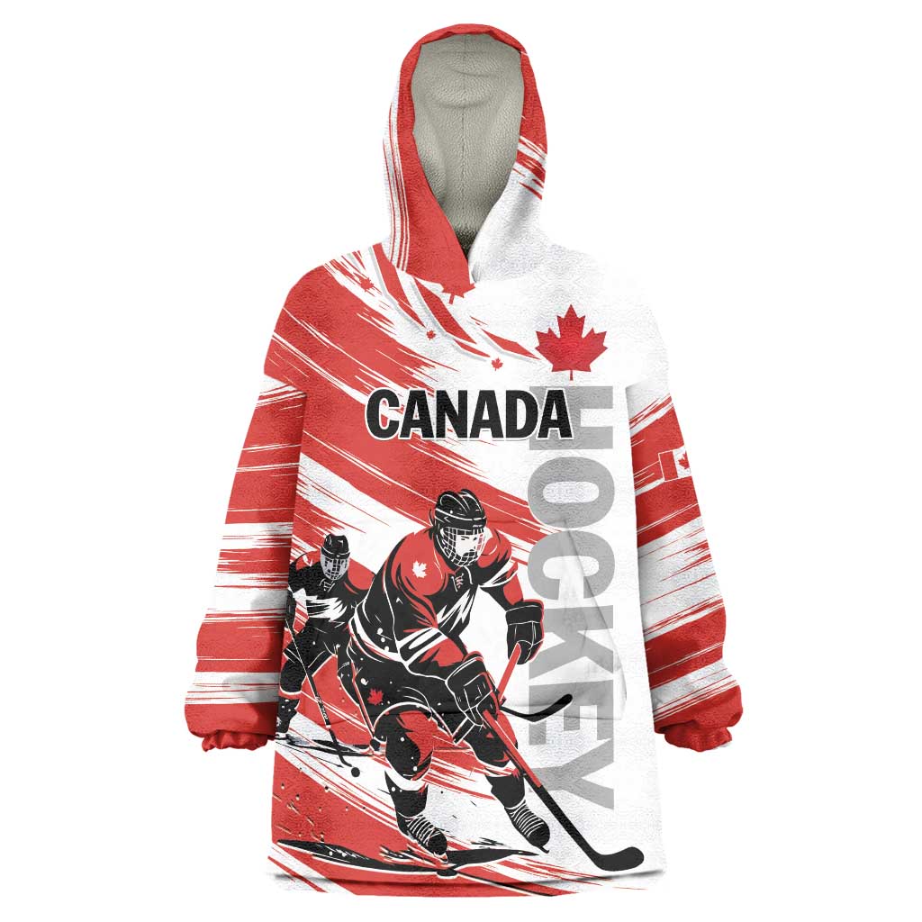 Custom Canada Hockey Wearable Blanket Hoodie Canada Owns Hockey