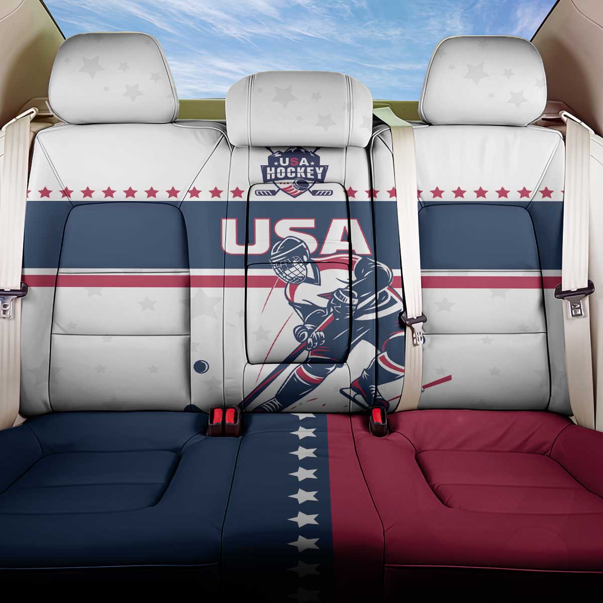 USA Hockey Back Car Seat Cover Team USA Champions - Wonder Print Shop