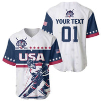 Ice hockey baseball jersey set showing front USA design and back 'YOUR TEXT 01'