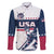 Custom USA Hockey Family Matching Long Sleeve Bodycon Dress and Hawaiian Shirt Team USA Champions - Wonder Print Shop