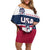 Custom USA Hockey Family Matching Off Shoulder Short Dress and Hawaiian Shirt Team USA Champions - Wonder Print Shop