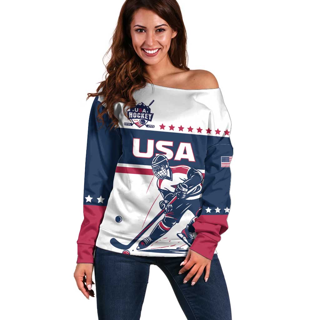 Custom USA Hockey Off Shoulder Sweater Team USA Champions