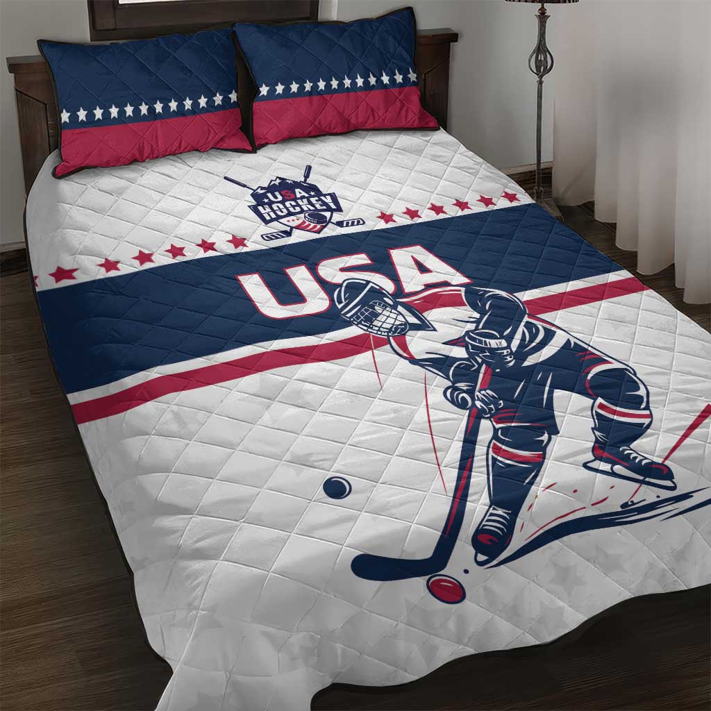 USA Hockey Quilt Bed Set Team USA Champions