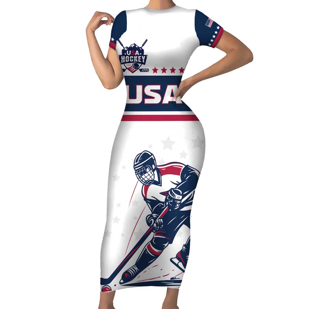 Custom USA Hockey Short Sleeve Bodycon Dress Team USA Champions