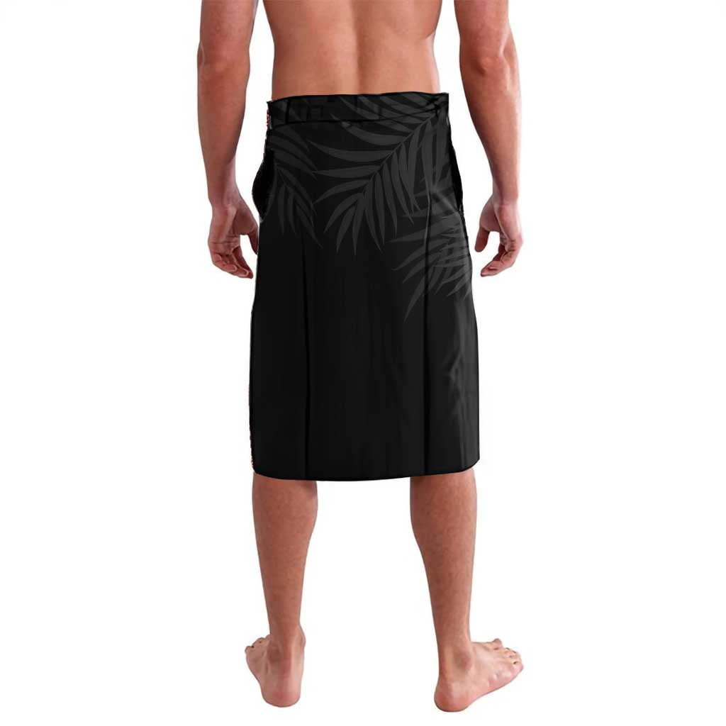 Black board shorts with subtle palm leaf pattern, solid back view