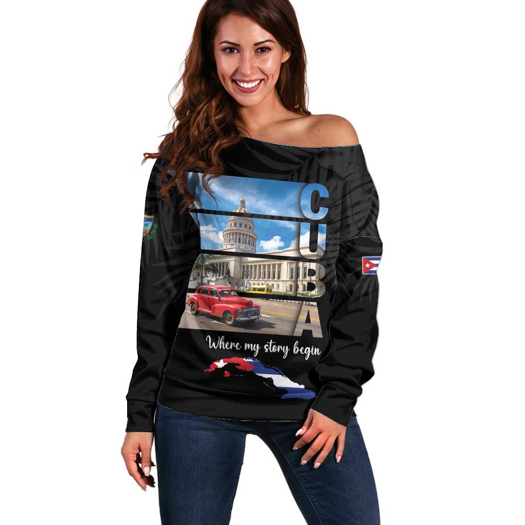 Cuba El Capitolio Off Shoulder Sweater Where My Story Begin