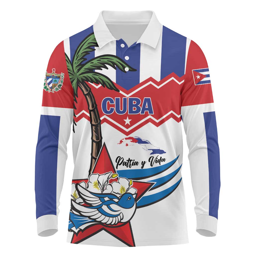 Cuba Patria Y Vida Long Sleeve Polo Shirt Cuban Trogon Unique