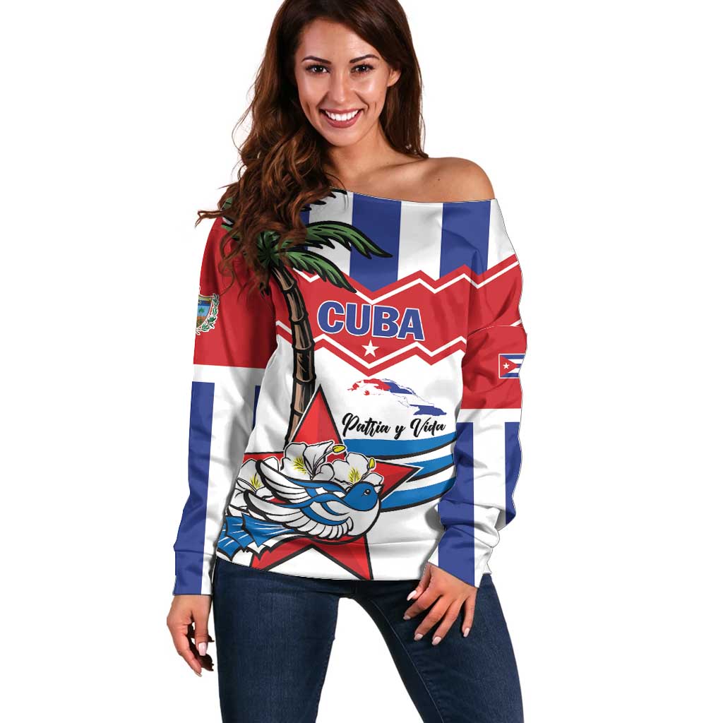 Cuba Patria Y Vida Off Shoulder Sweater Cuban Trogon Unique