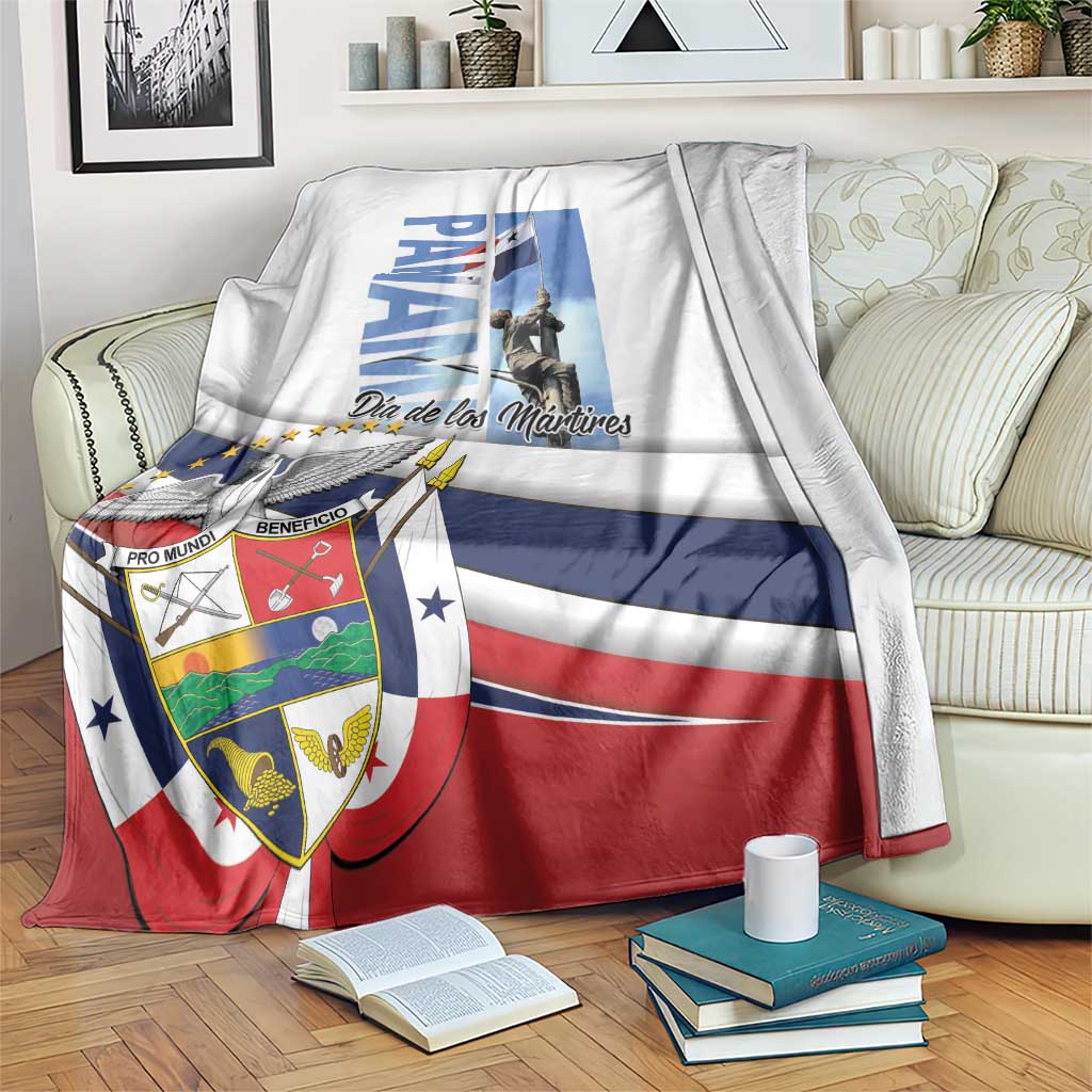 White blanket with Panama flag and Dia de los Martires graphic