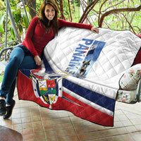 Panama Martyrs Day quilt draped on patio couch, large blue and red flag artwork
