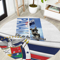 Round carpet with Panama Martyrs Day flag and statue print