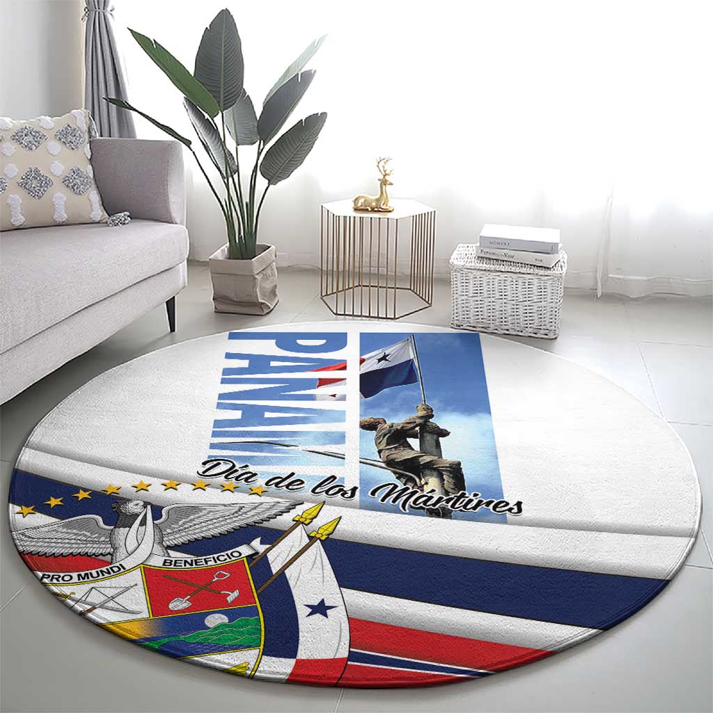 Round Panama Martyrs Day carpet with flag and commemorative graphic