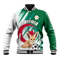Green/white varsity baseball jacket with Algeria crest and ribbed trim
