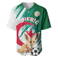Football baseball jersey in green and white with Algeria crest, soccer ball and lizard print