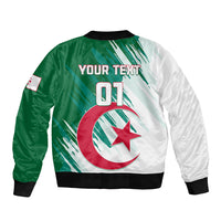 Unisex green-and-white bomber jacket, back print with 01, star, and Algerian flag
