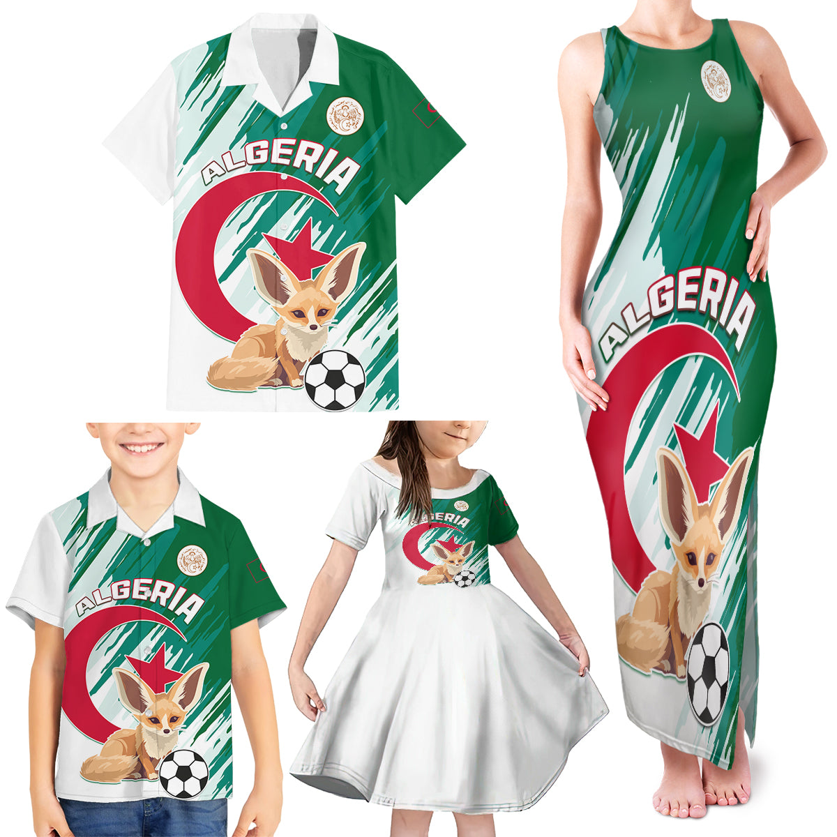 Algeria Football Family Matching Tank Maxi Dress and Hawaiian Shirt Go Les Fennecs - Wonder Print Shop