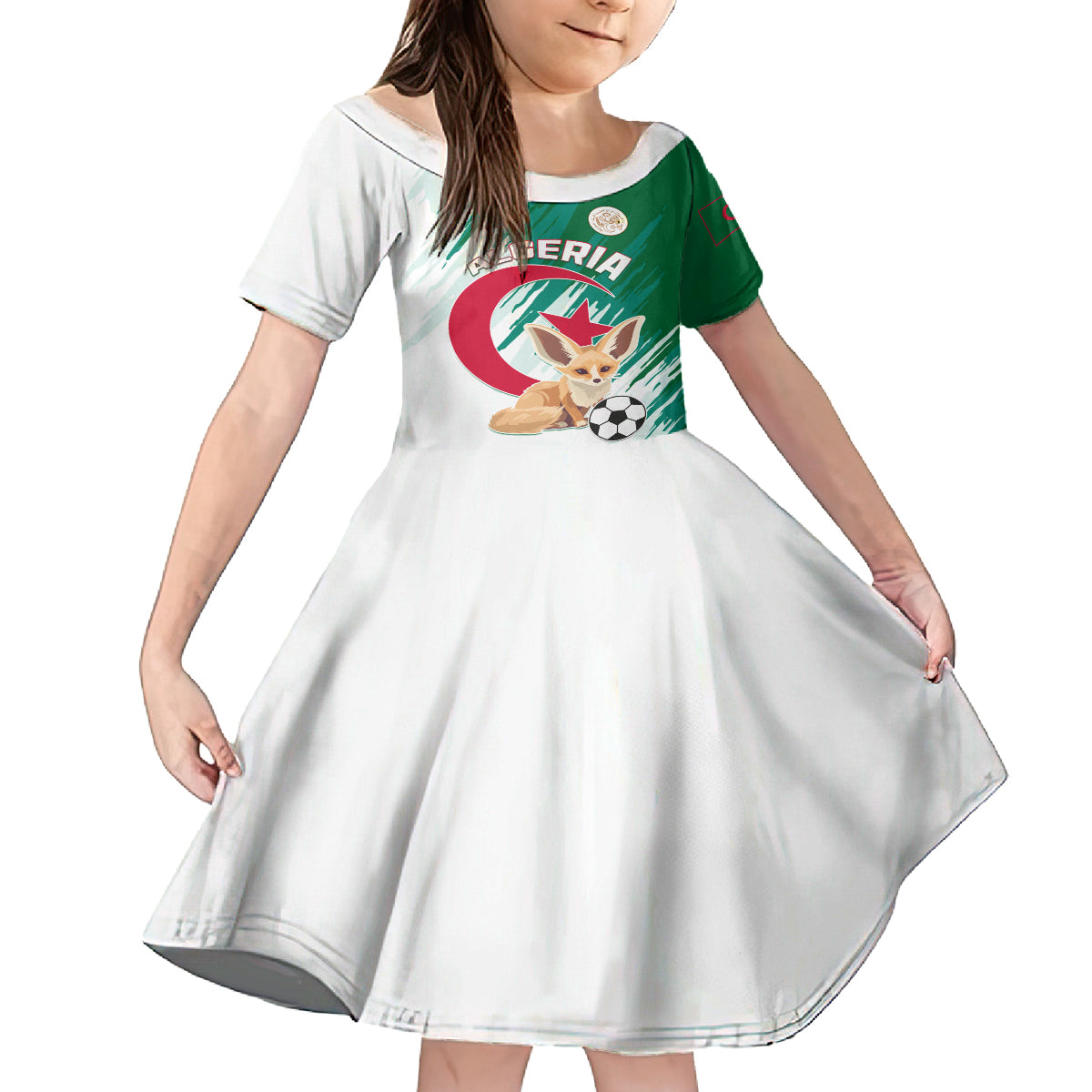 Algeria Football Kid Short Sleeve Dress Go Les Fennecs - Wonder Print Shop